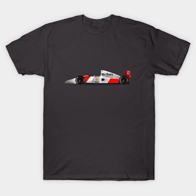 Ayrton Senna's McLaren Honda MP4/7 Illustration T-Shirt by Burro Wheel